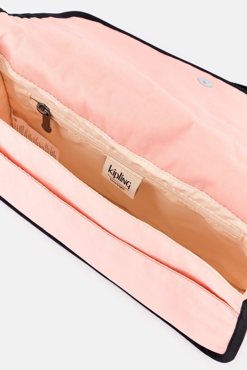 kipling حقيبة كتف نسائية بشعار العلامة التجارية مع حلقات المفاتيح، وردي - Image 3